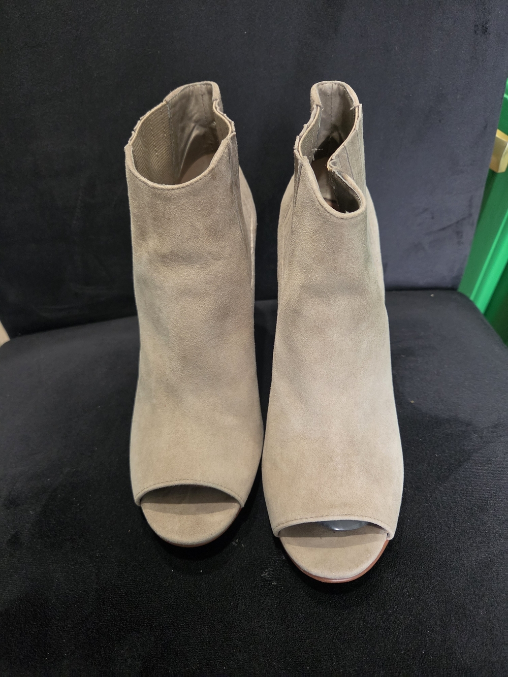 Halogen Taupe Suede Peep-Toe Booties No Box